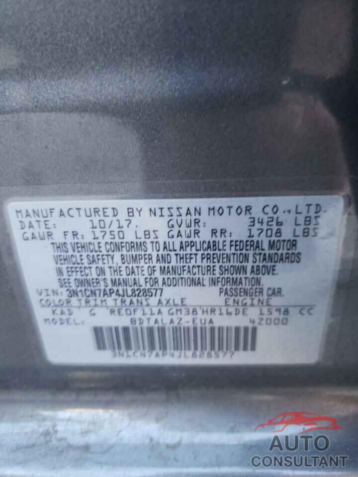 NISSAN VERSA 2018 - 3N1CN7AP4JL828577