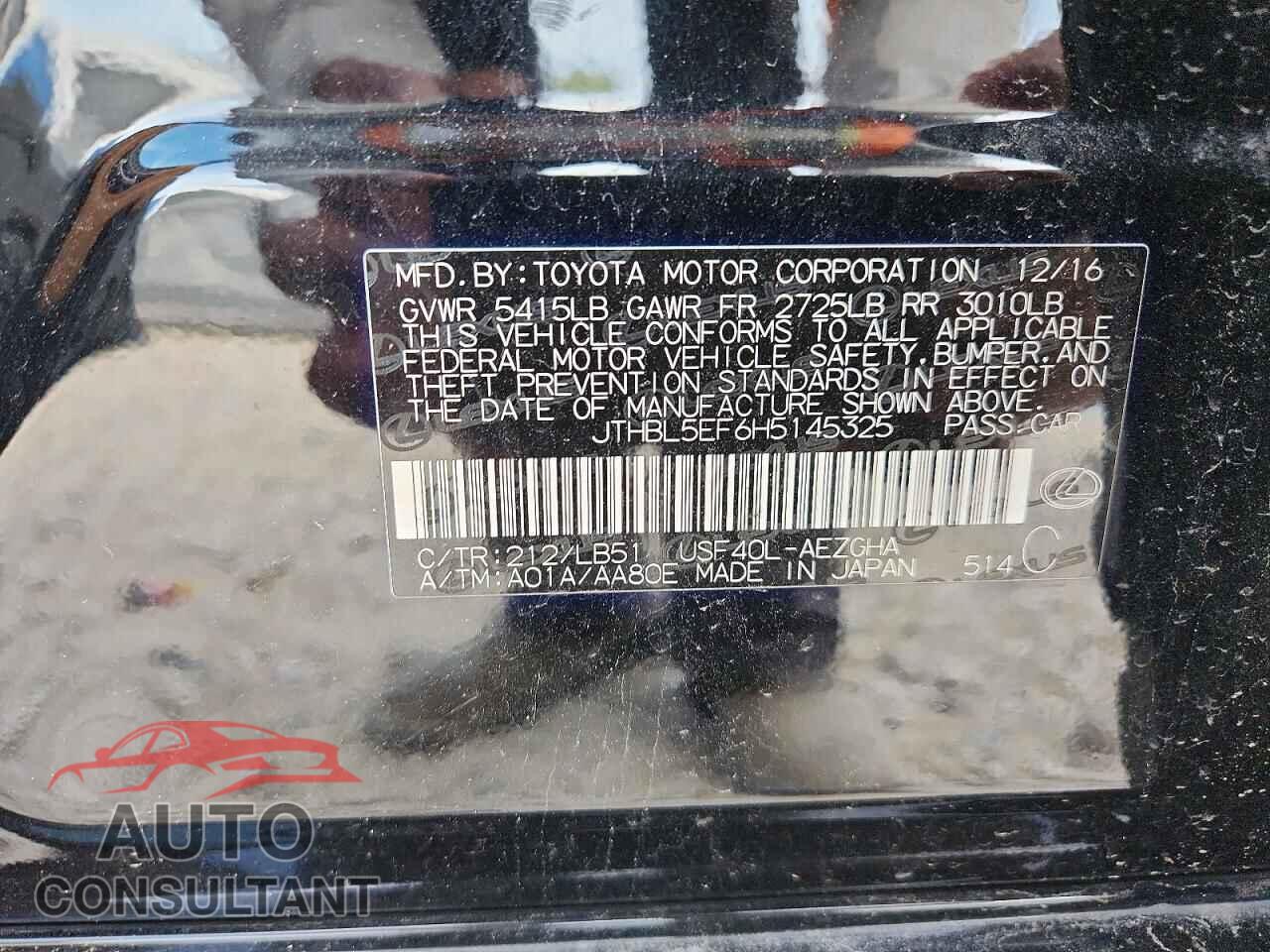 LEXUS LS460 2017 - JTHBL5EF6H5145325