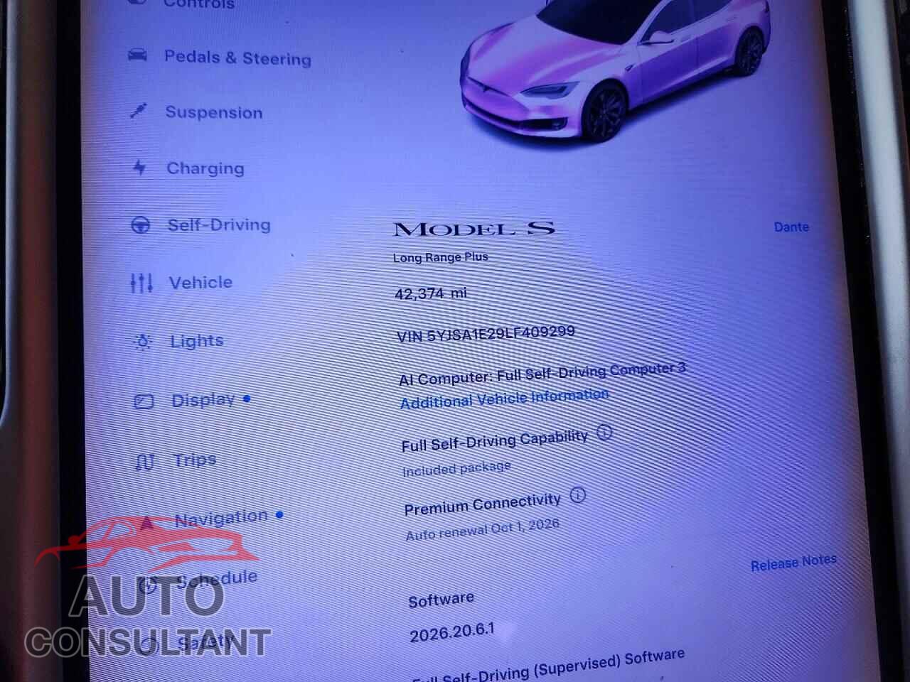 TESLA MODEL S 2020 - 5YJSA1E29LF409299