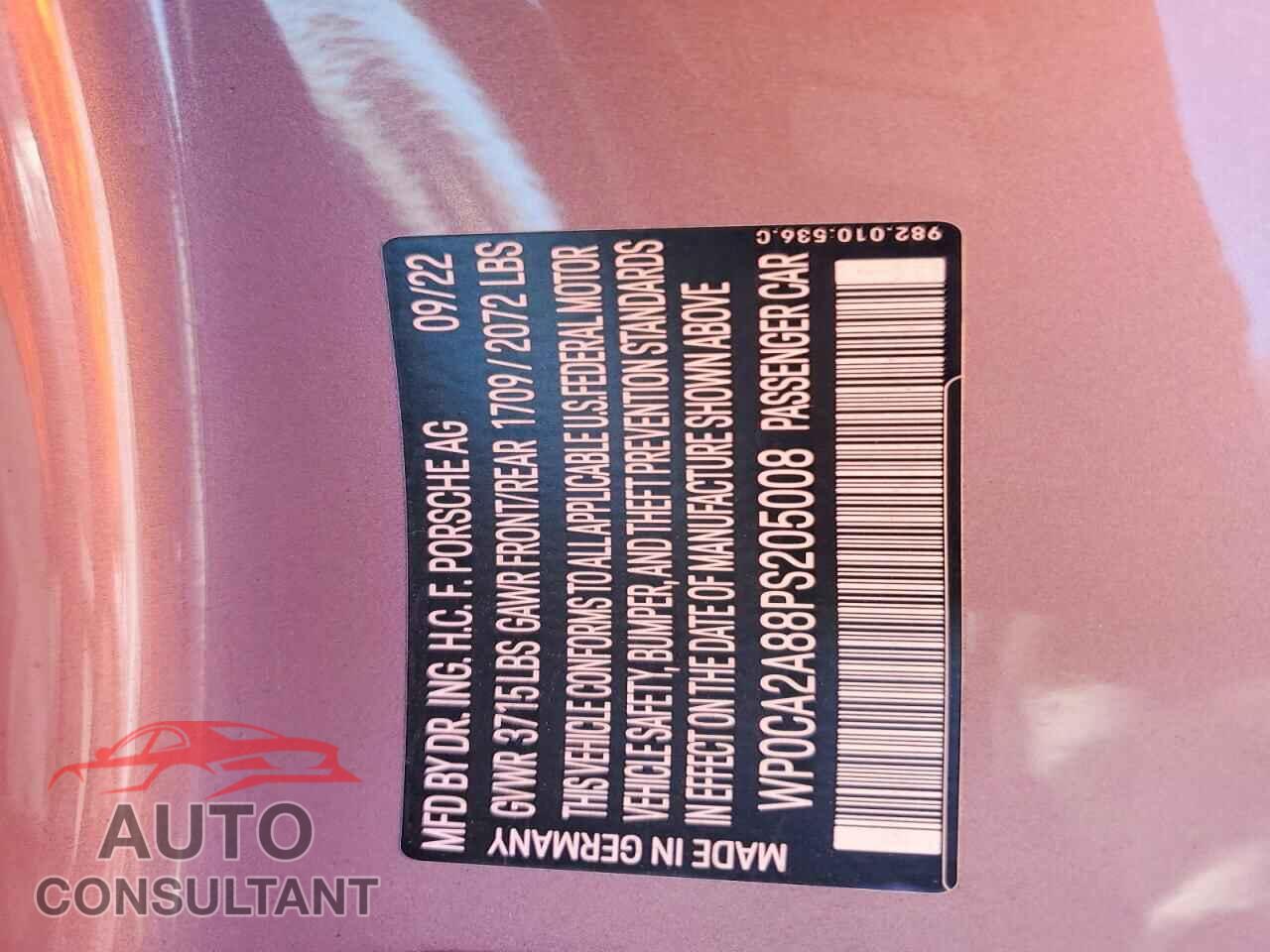 PORSCHE BOXSTER 2023 - WP0CA2A88PS205008