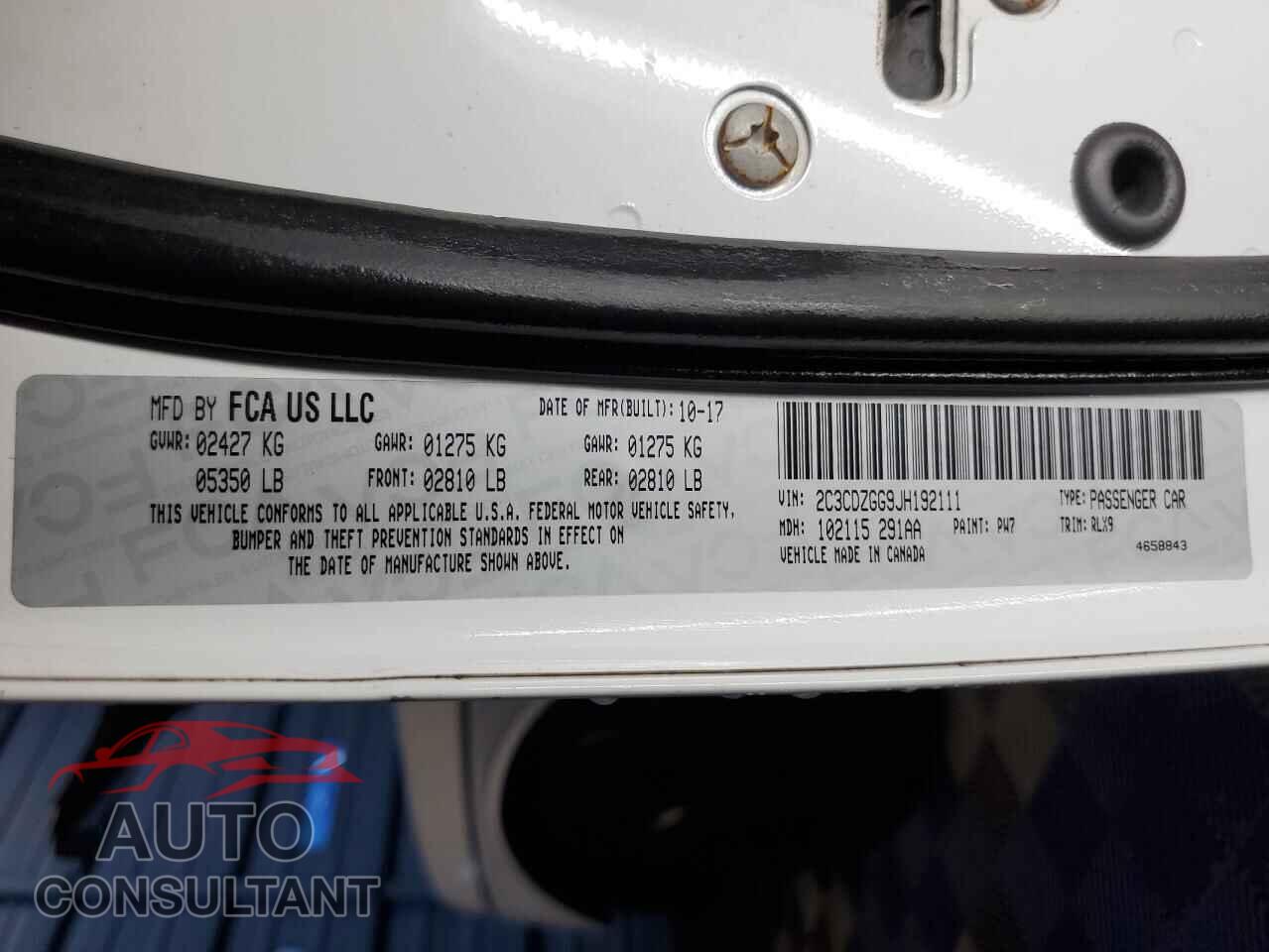 DODGE CHALLENGER 2018 - 2C3CDZGG9JH192111