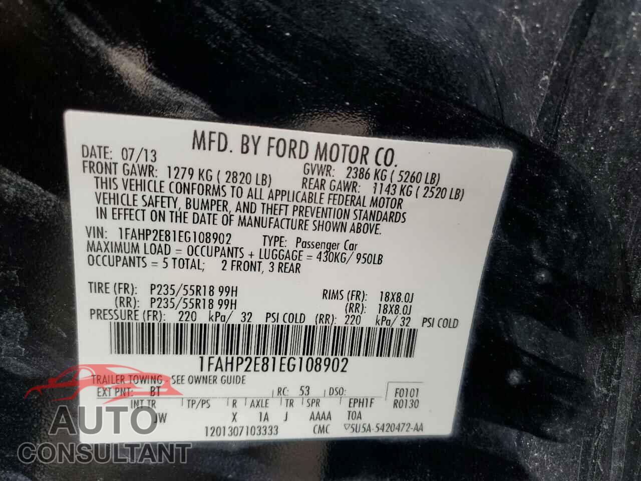 FORD TAURUS 2014 - 1FAHP2E81EG108902