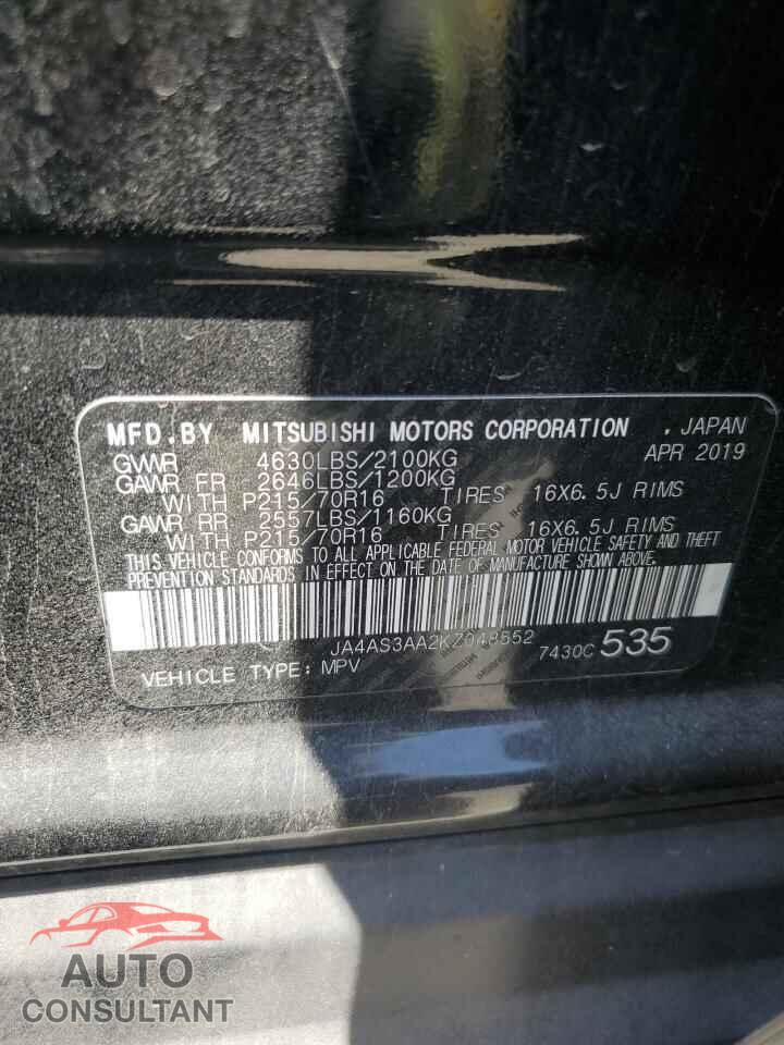 MITSUBISHI ECLIPSE 2019 - JA4AS3AA2KZ048552