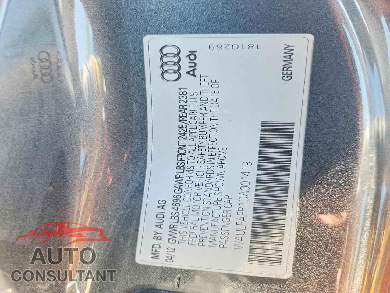 AUDI A5 2013 - WAULFAFR1DA001419