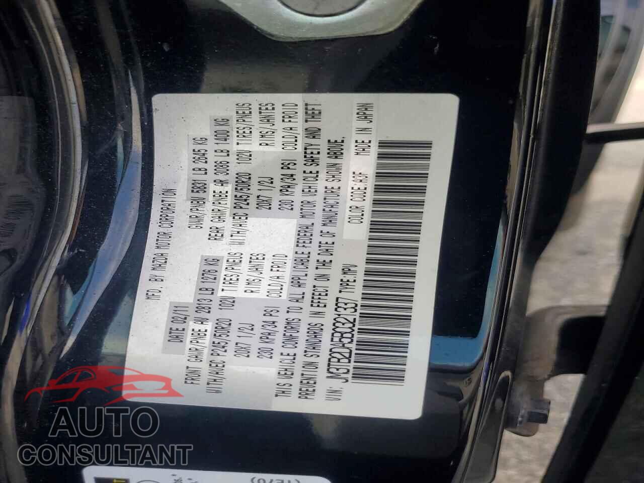 MAZDA CX-9 2011 - JM3TB2DA5B0321337