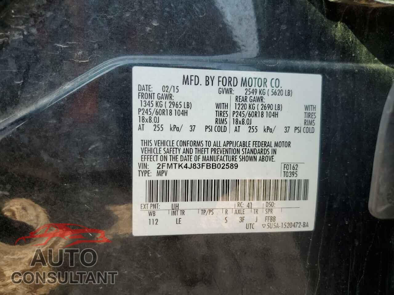 FORD EDGE 2015 - 2FMTK4J83FBB02589