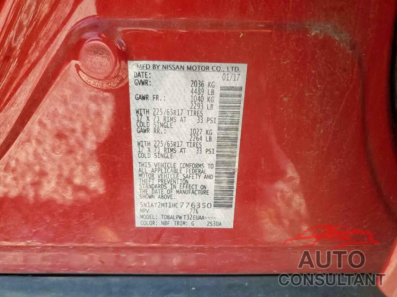 NISSAN ROGUE 2017 - 5N1AT2MT1HC776350