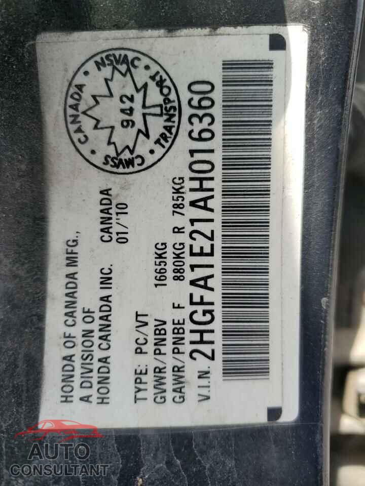 HONDA CIVIC 2010 - 2HGFA1E21AH016360