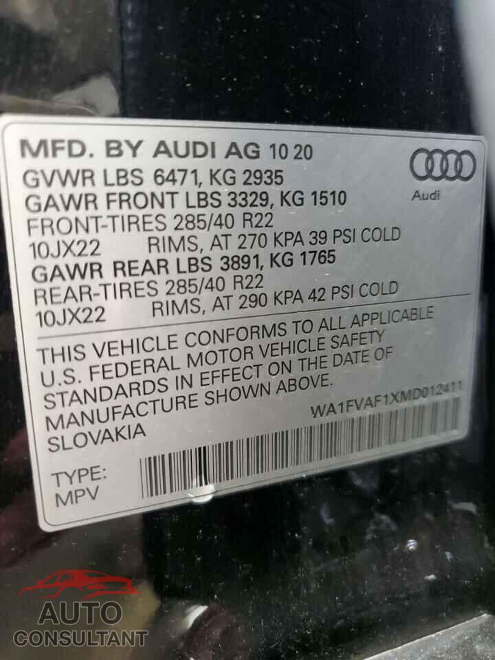 AUDI Q8 2021 - WA1FVAF1XMD012411