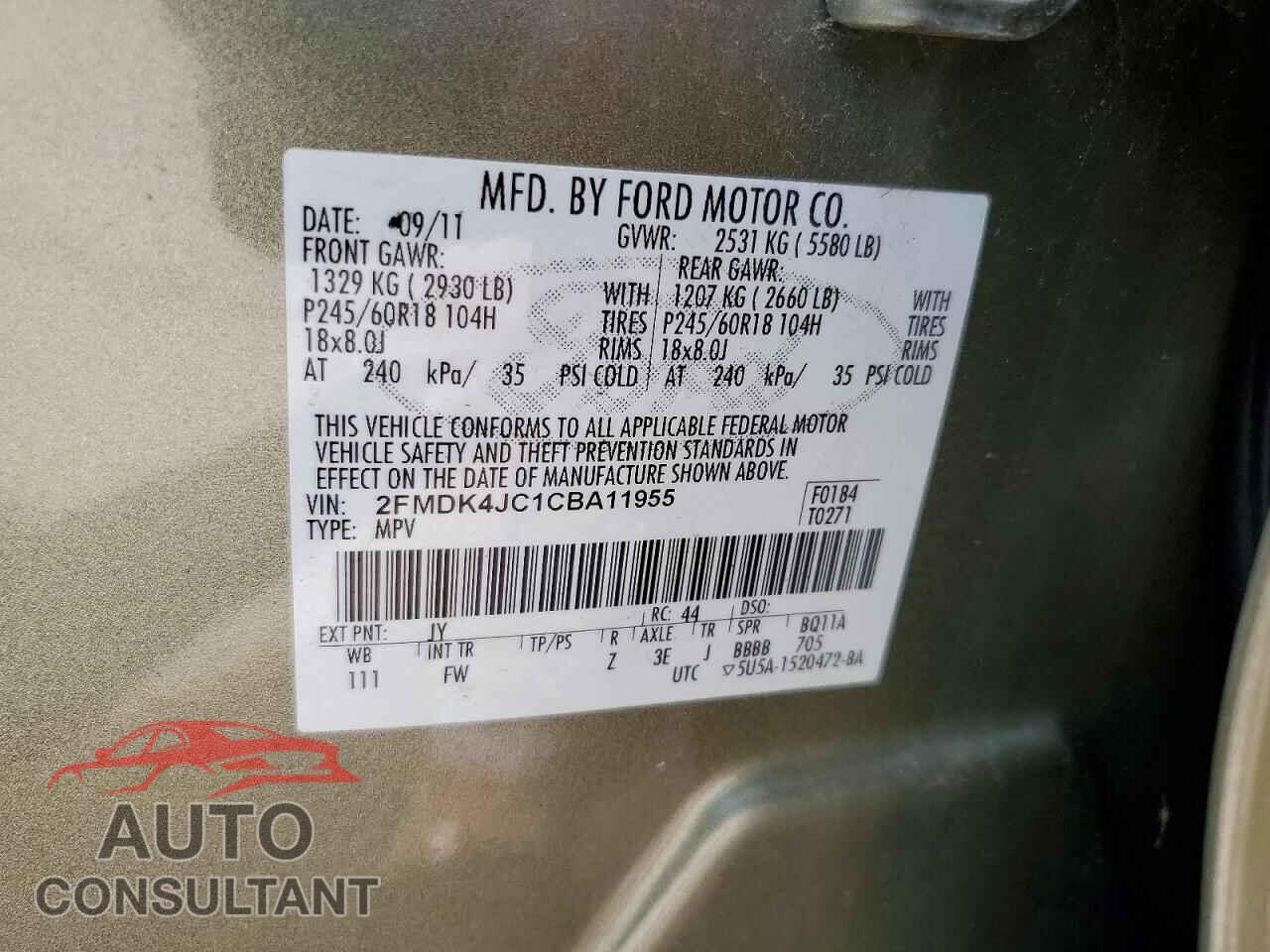 FORD EDGE 2012 - 2FMDK4JC1CBA11955