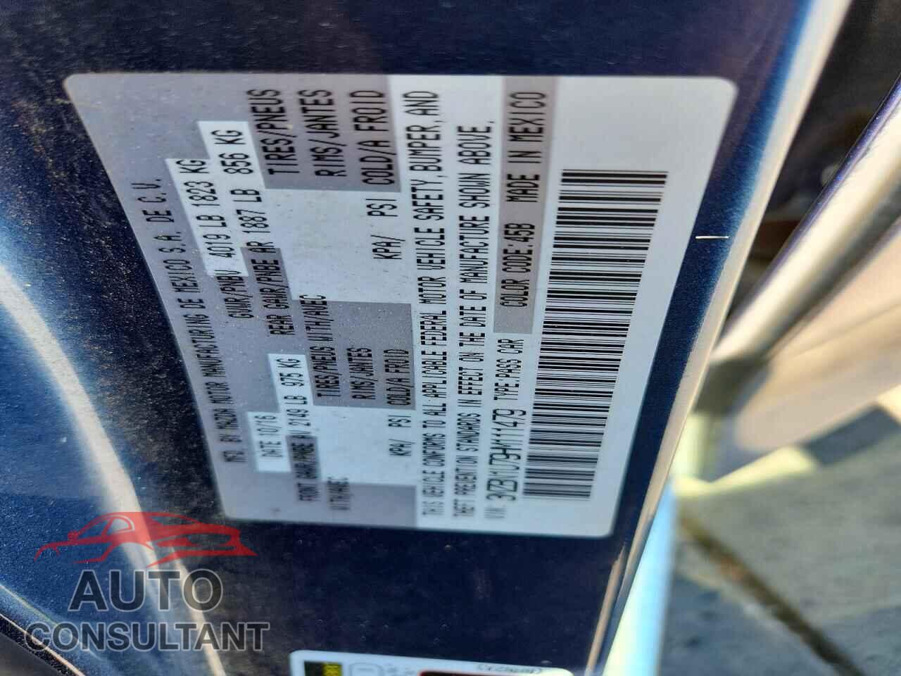 MAZDA 3 2017 - 3MZBN1U79HM111479