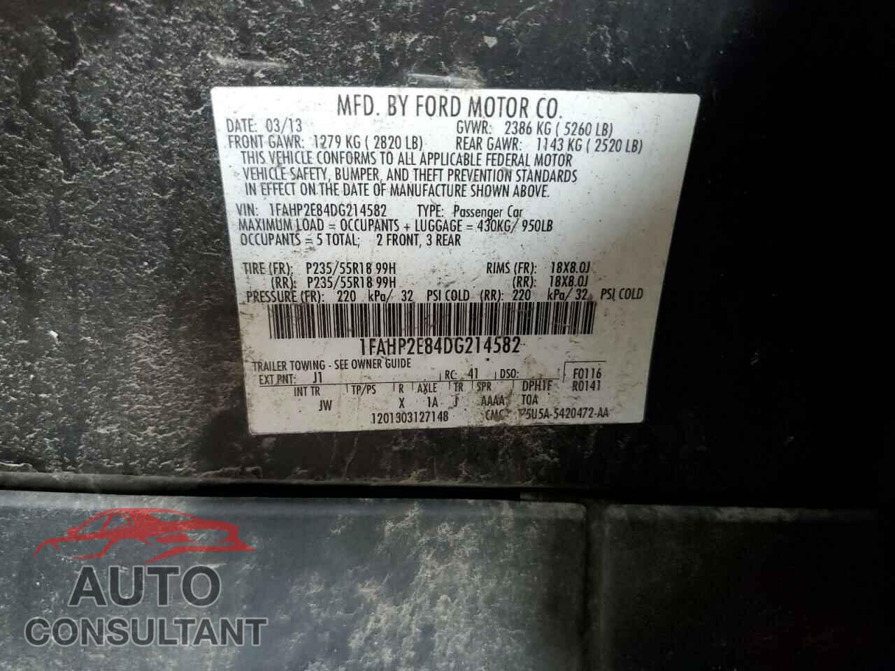 FORD TAURUS 2013 - 1FAHP2E84DG214582