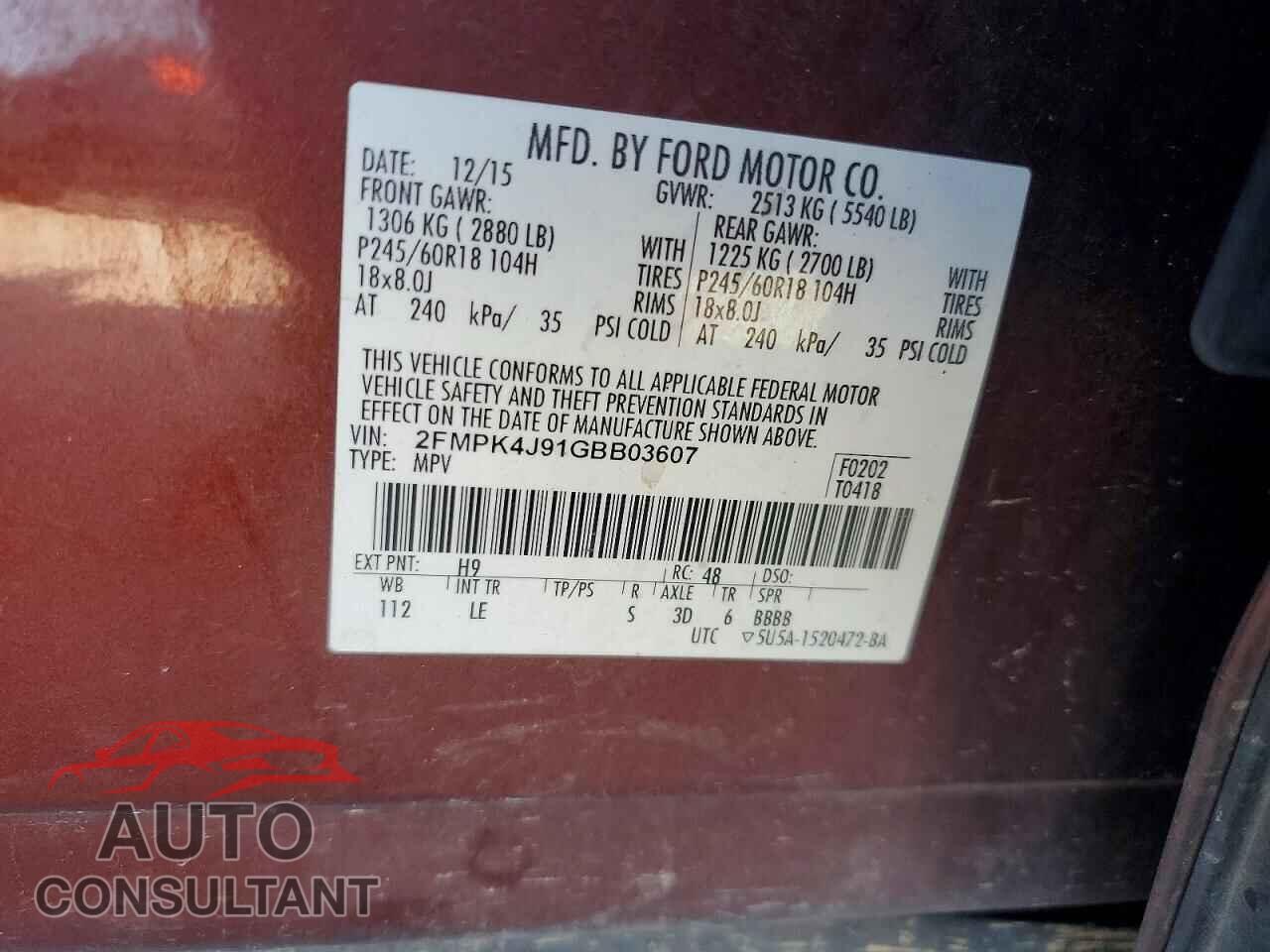 FORD EDGE 2016 - 2FMPK4J91GBB03607