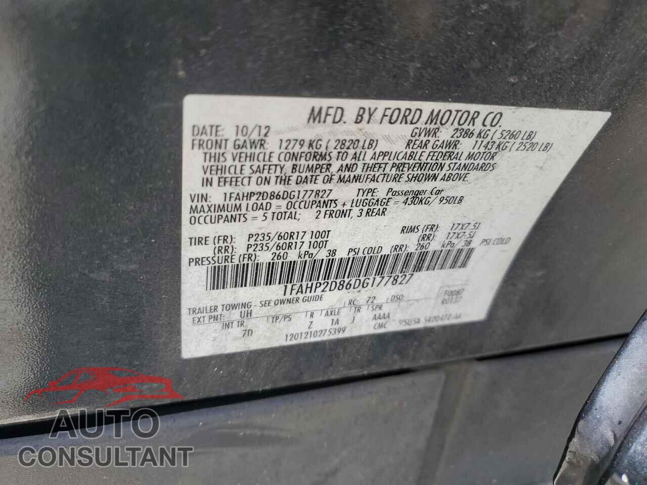 FORD TAURUS 2013 - 1FAHP2D86DG177827