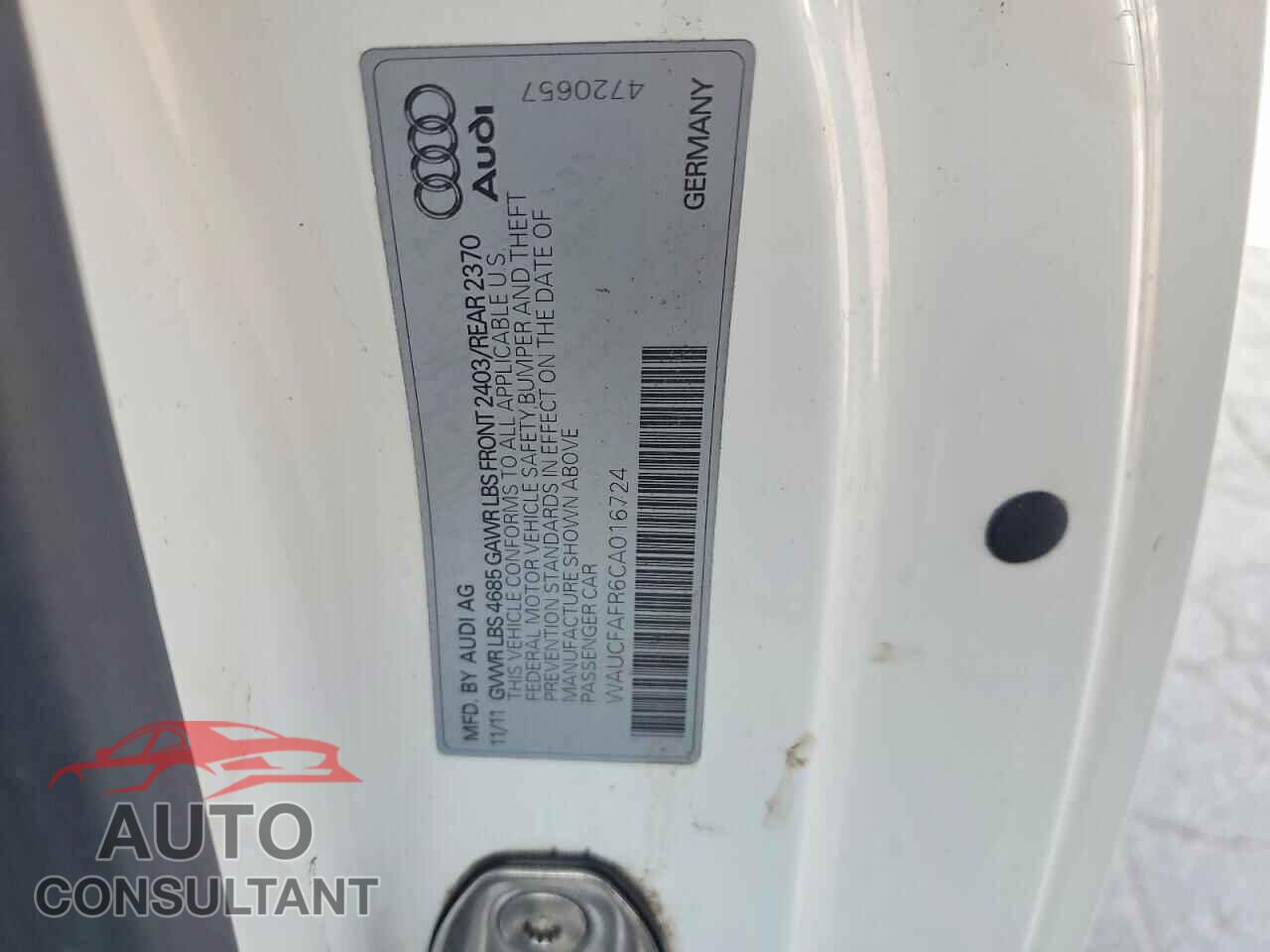 AUDI A5 2012 - WAUCFAFR6CA016724