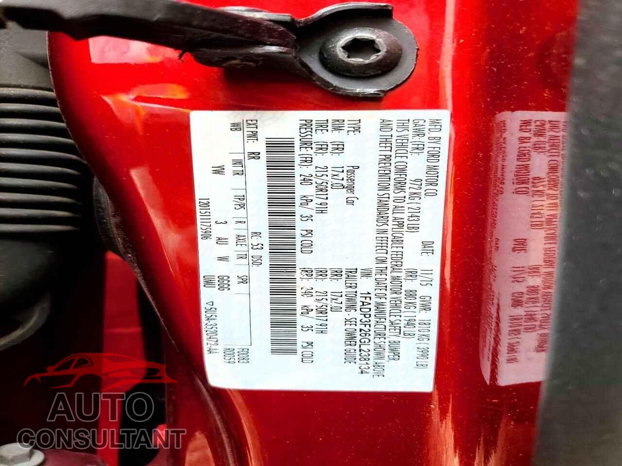 FORD FOCUS 2016 - 1FADP3F26GL238134