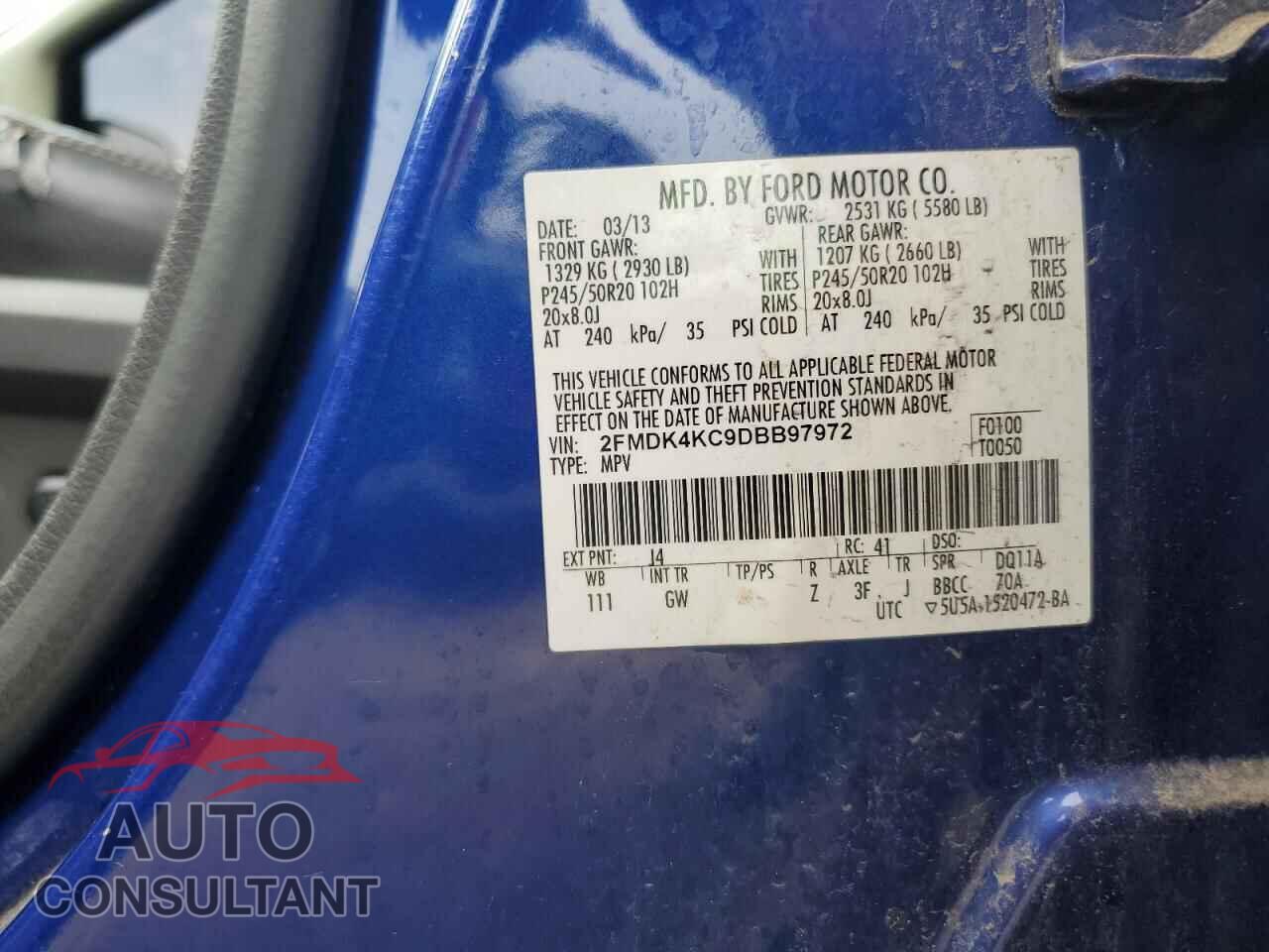 FORD EDGE 2013 - 2FMDK4KC9DBB97972