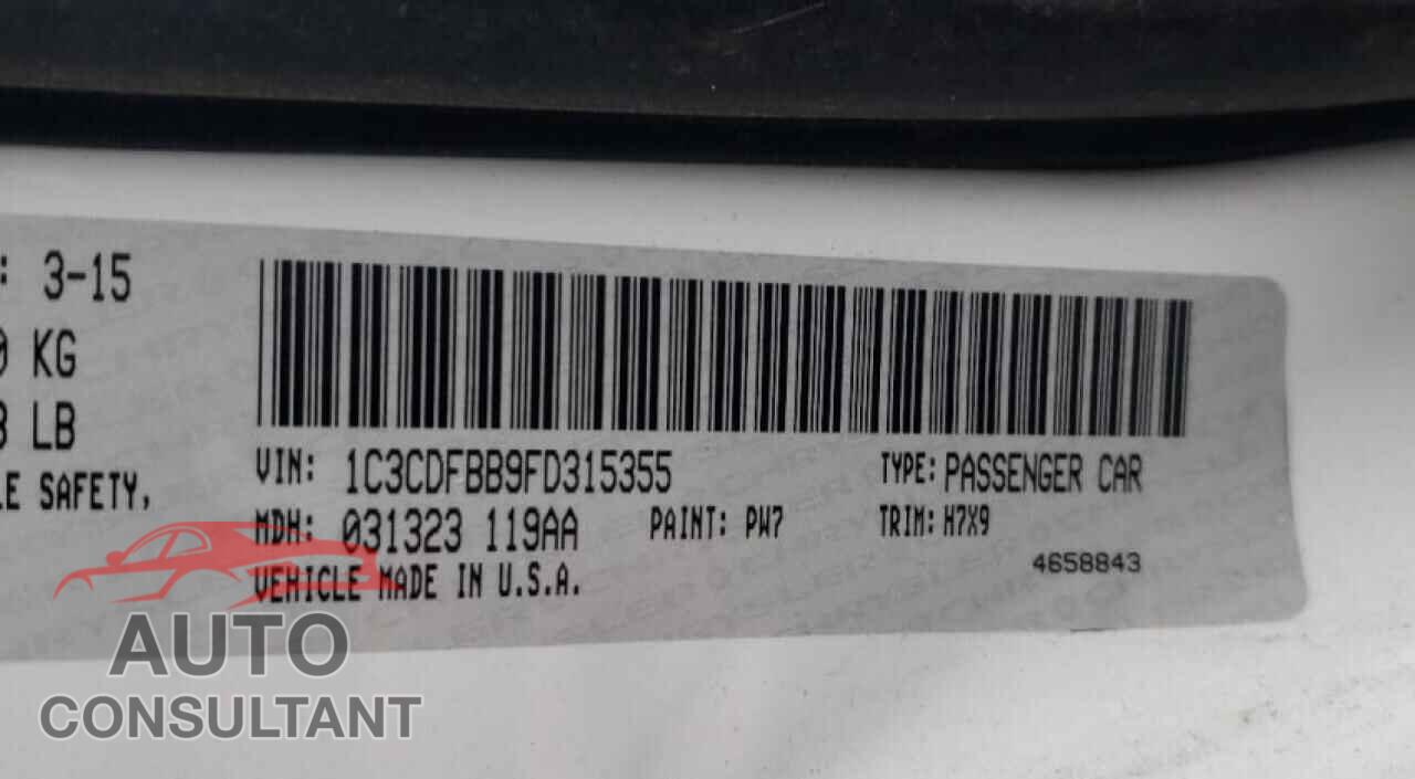 DODGE DART 2015 - 1C3CDFBB9FD315355