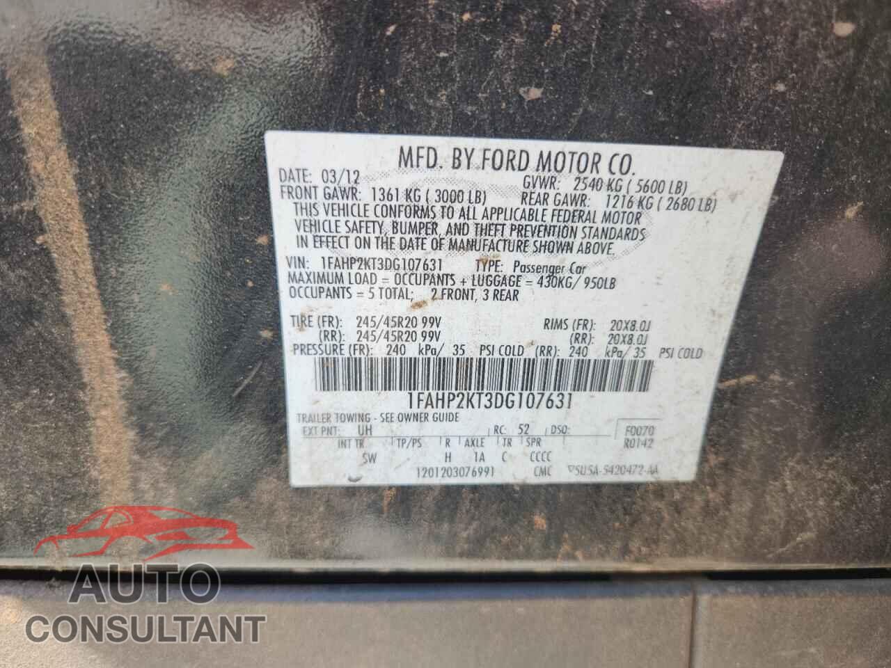 FORD TAURUS 2013 - 1FAHP2KT3DG107631