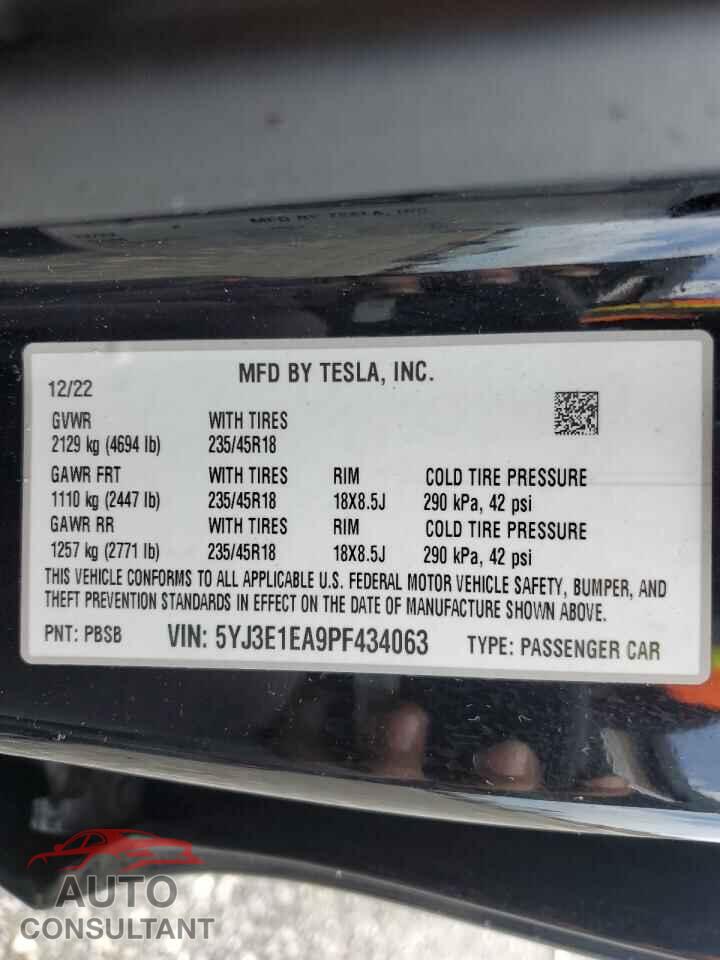 TESLA MODEL 3 2023 - 5YJ3E1EA9PF434063