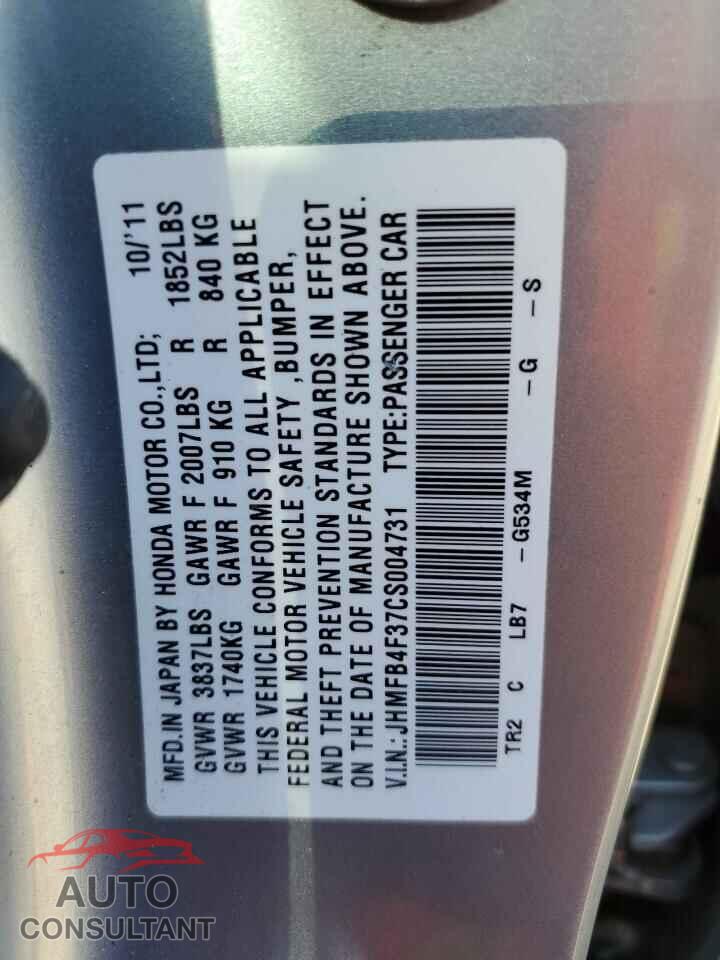 HONDA CIVIC 2012 - JHMFB4F37CS004731
