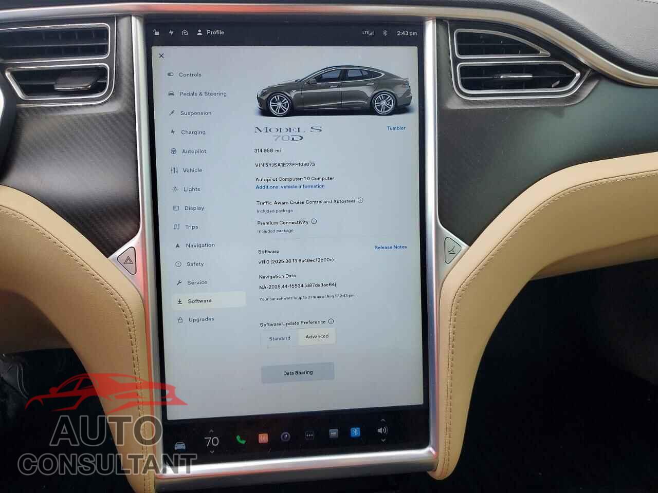 TESLA MODEL S 2015 - 5YJSA1E23FF103073