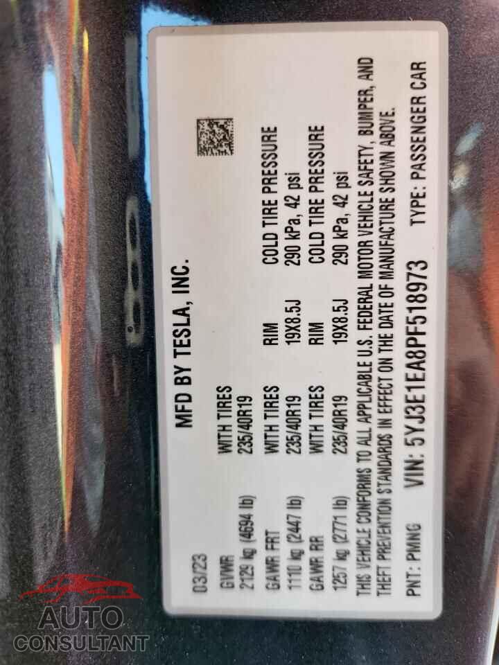 TESLA MODEL 3 2023 - 5YJ3E1EA8PF518973