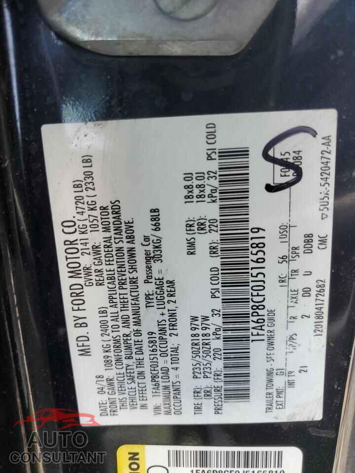 FORD MUSTANG 2018 - 1FA6P8CF0J5165819