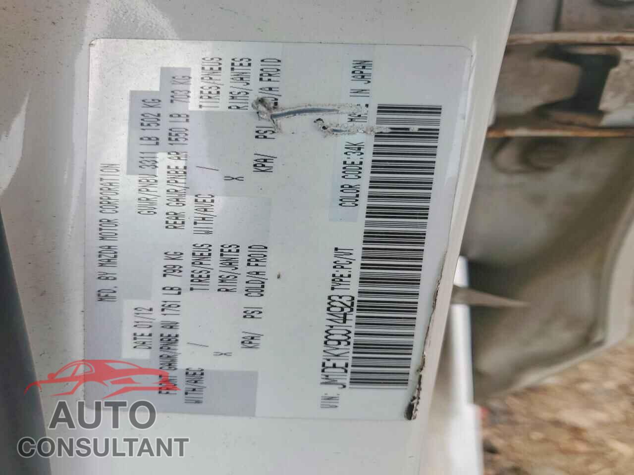 MAZDA 2 2012 - JM1DE1KY9C0144923