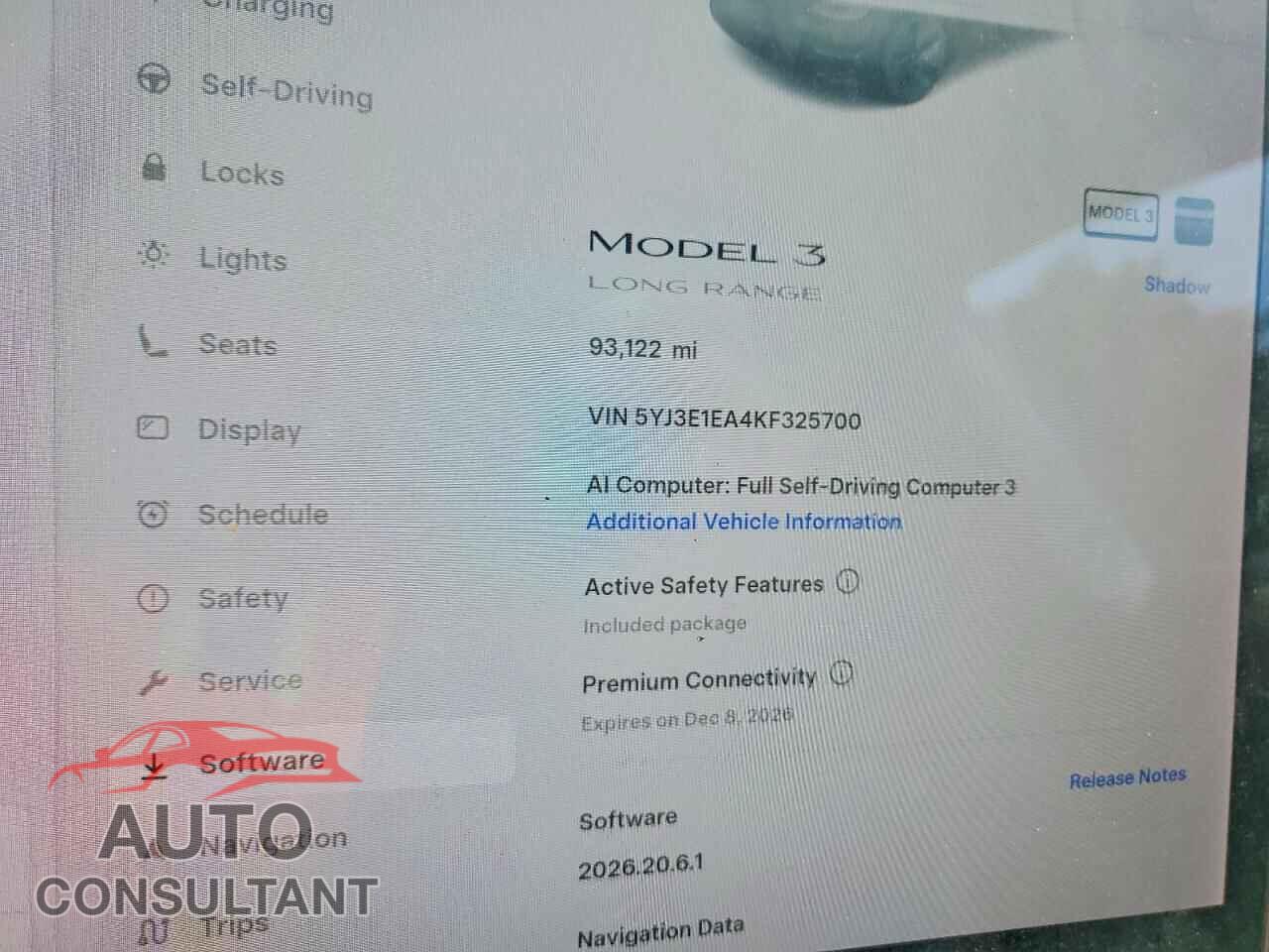 TESLA MODEL 3 2019 - 5YJ3E1EA4KF325700
