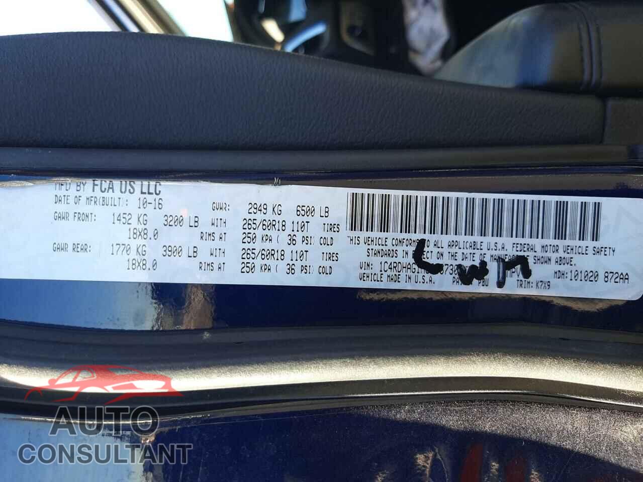 DODGE DURANGO 2017 - 1C4RDHAG1HC686730