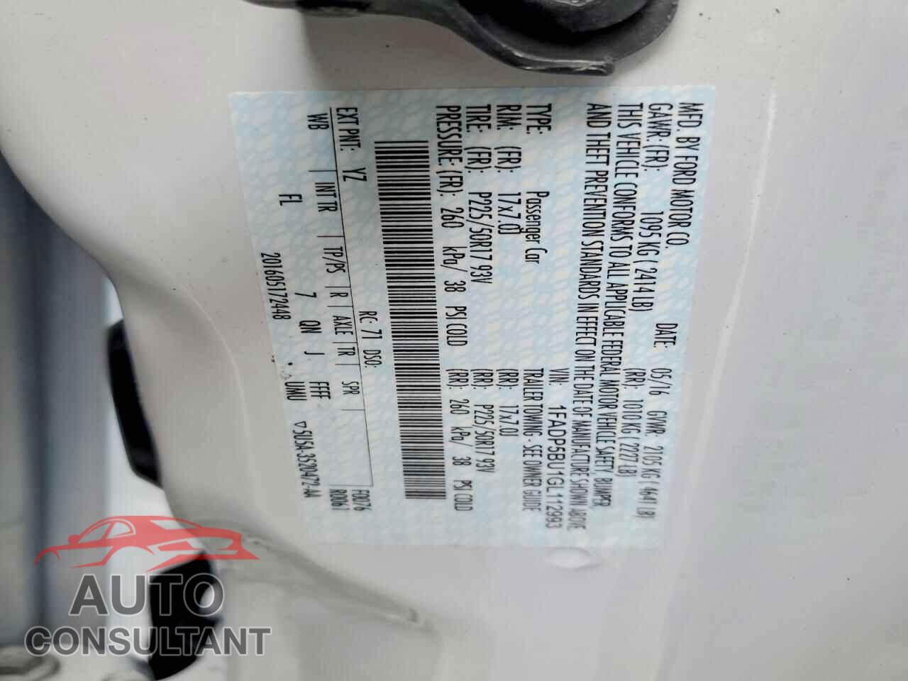 FORD CMAX 2016 - 1FADP5BU1GL112993