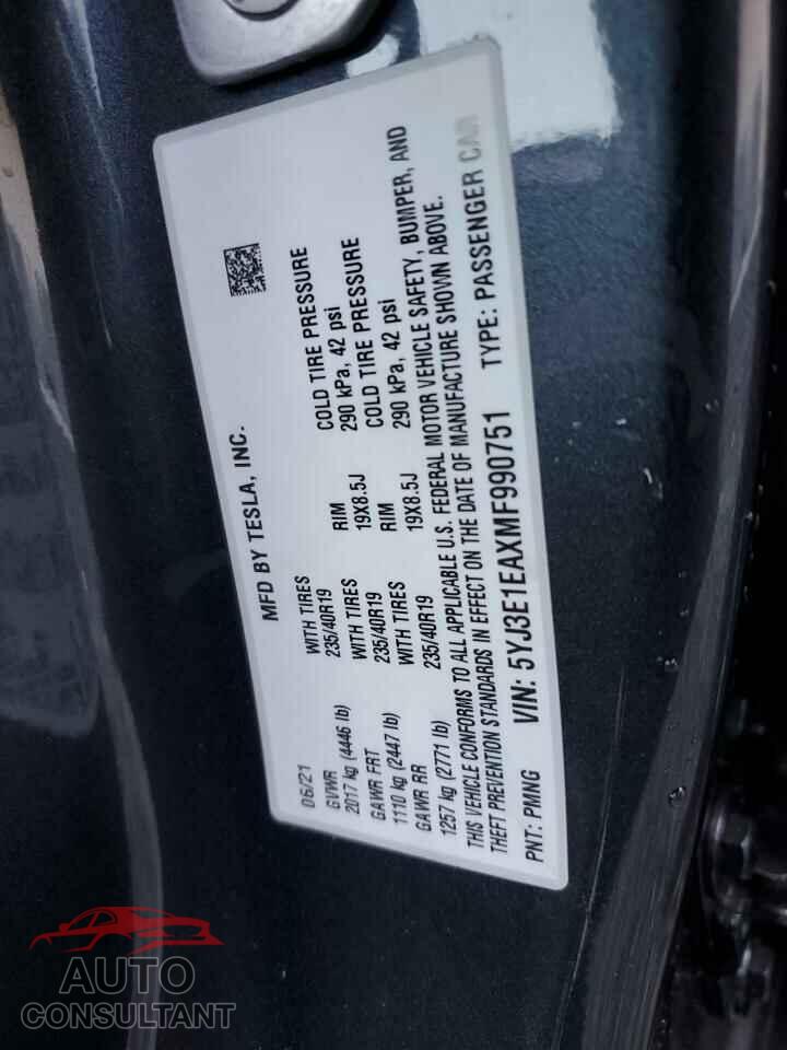 TESLA MODEL 3 2021 - 5YJ3E1EAXMF990751