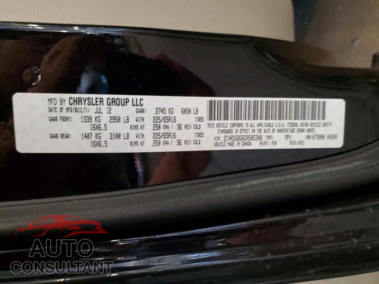 DODGE CARAVAN 2013 - 2C4RDGBG6DR505308