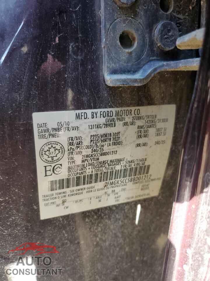 FORD FLEX 2011 - 2FMGK5CC5BBD01212