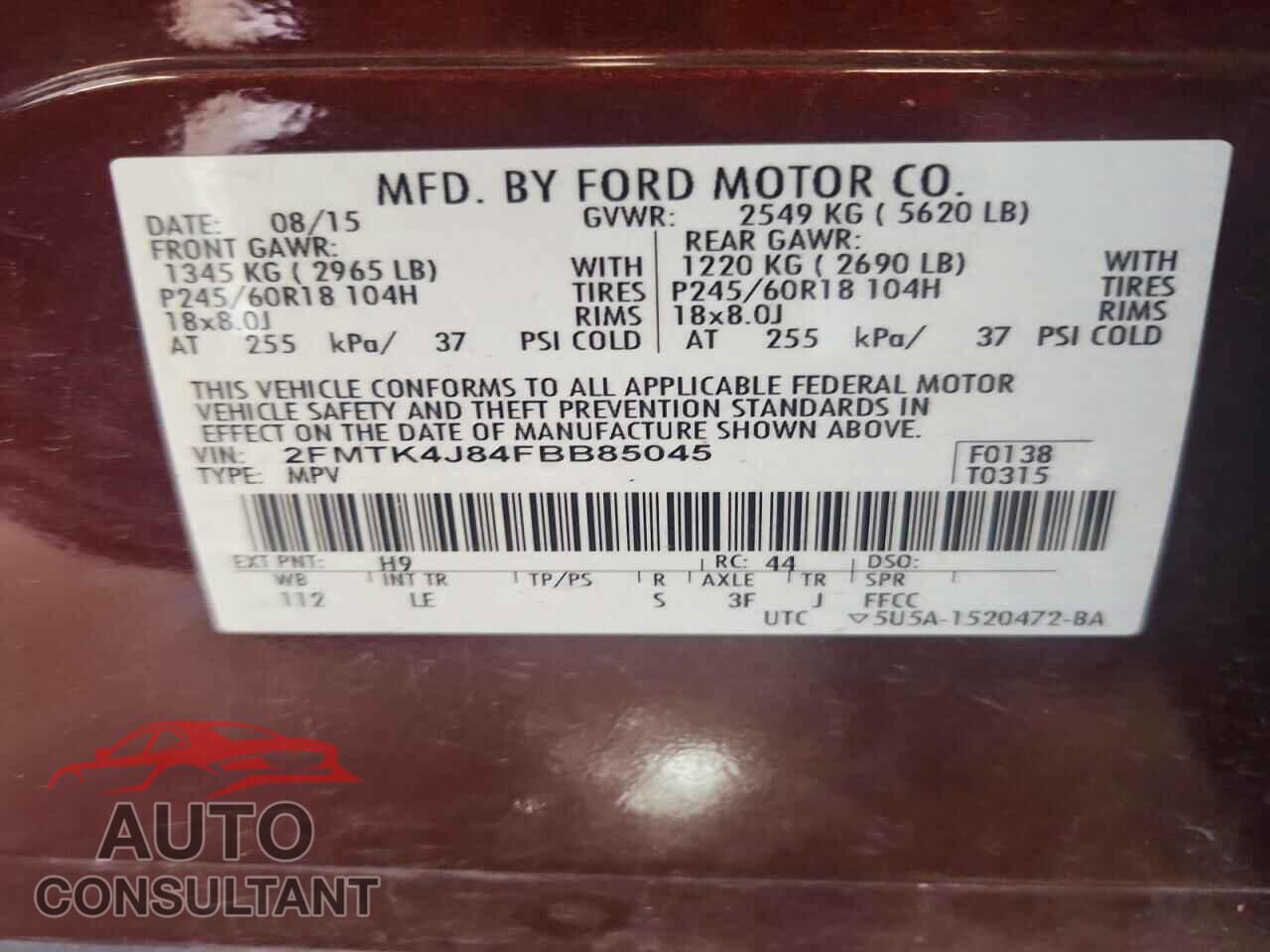 FORD EDGE 2015 - 2FMTK4J84FBB85045