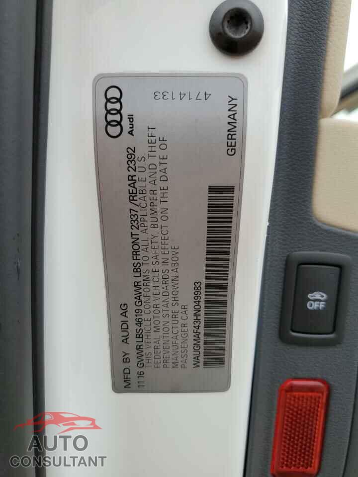 AUDI A4 2017 - WAUGMAF43HN049983