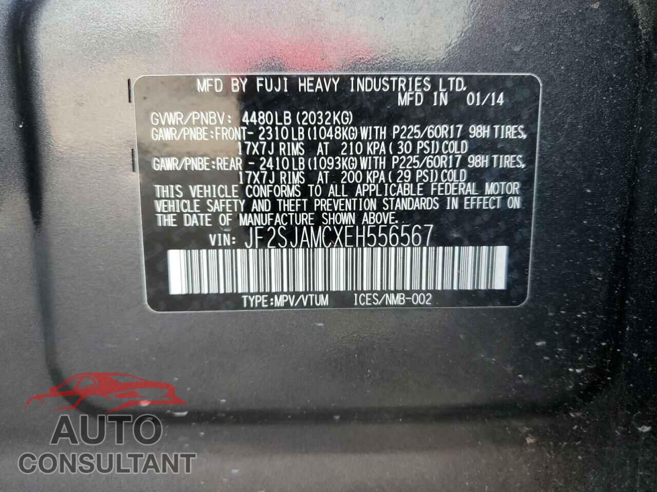 SUBARU FORESTER 2014 - JF2SJAMCXEH556567