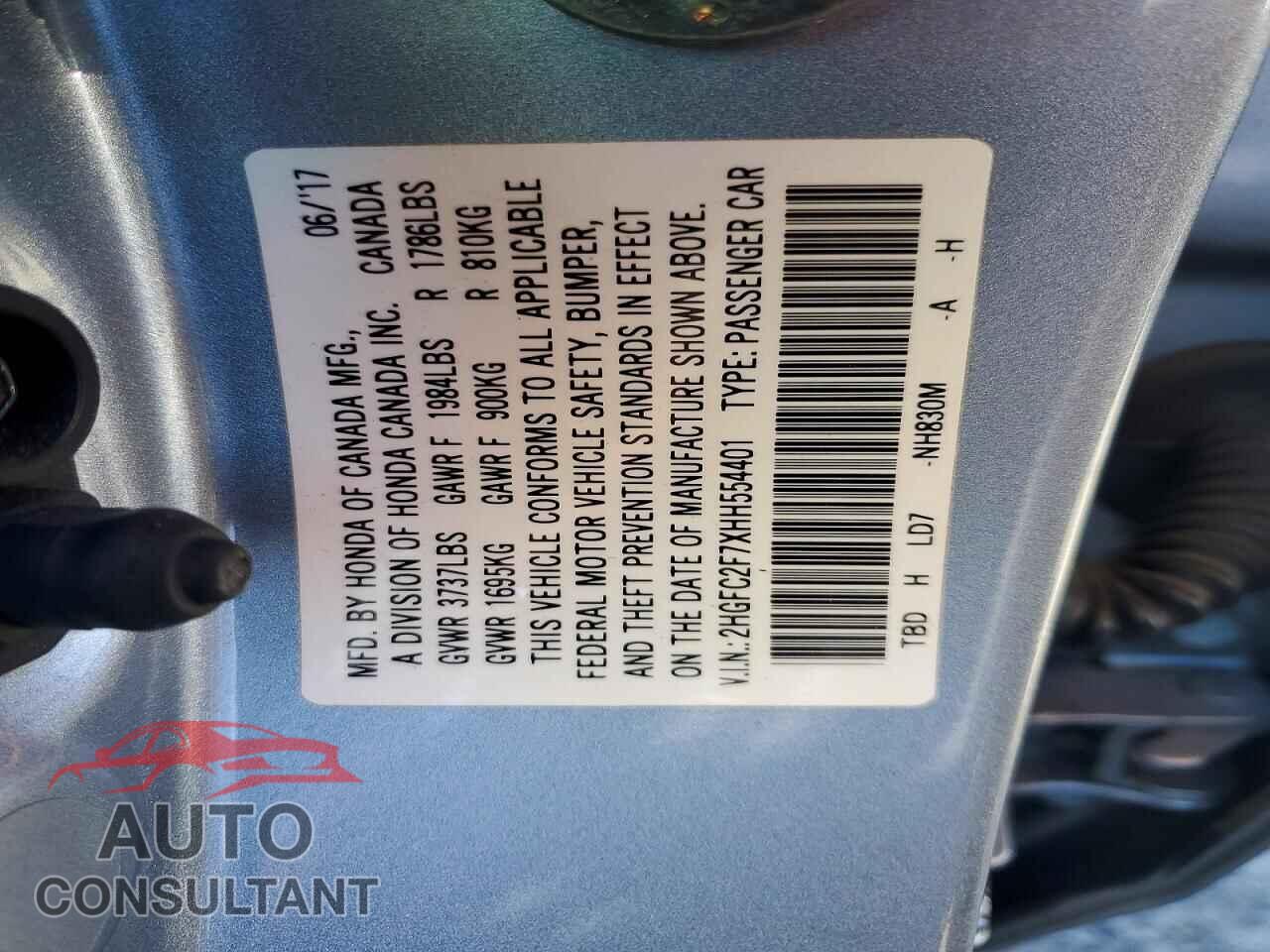 HONDA CIVIC 2017 - 2HGFC2F7XHH554401