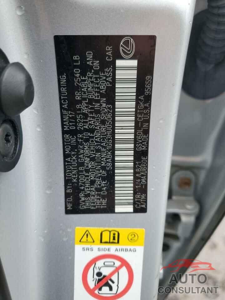 LEXUS ES350 2017 - 58ABK1GG3HU050623