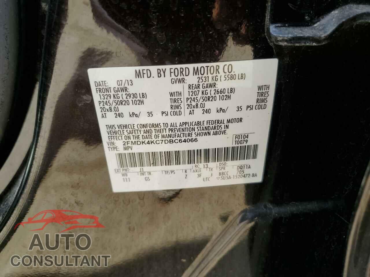 FORD EDGE 2013 - 2FMDK4KC7DBC64066