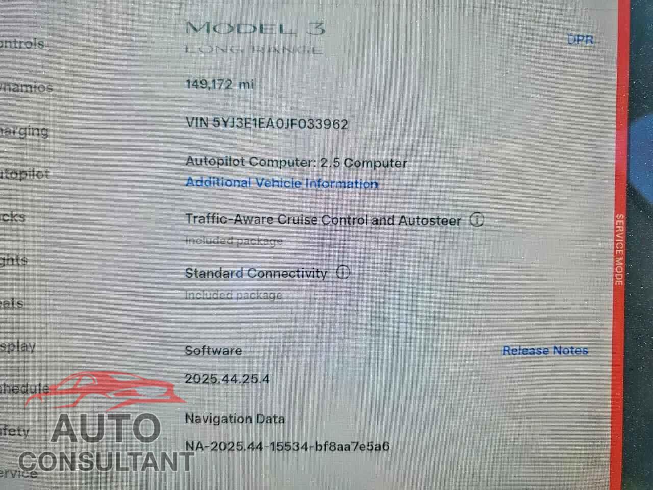 TESLA MODEL 3 2018 - 5YJ3E1EA0JF033962