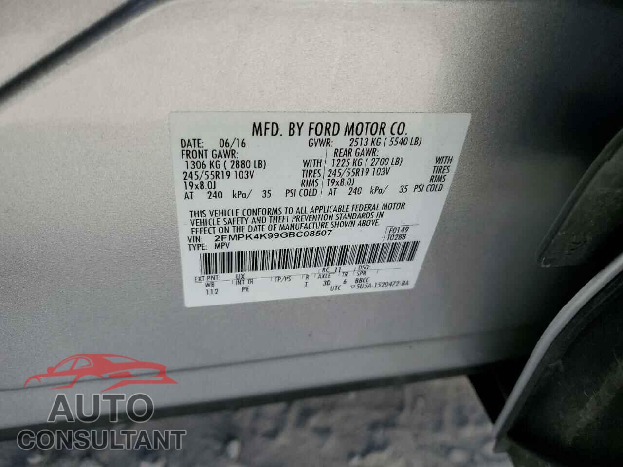 FORD EDGE 2016 - 2FMPK4K99GBC08507