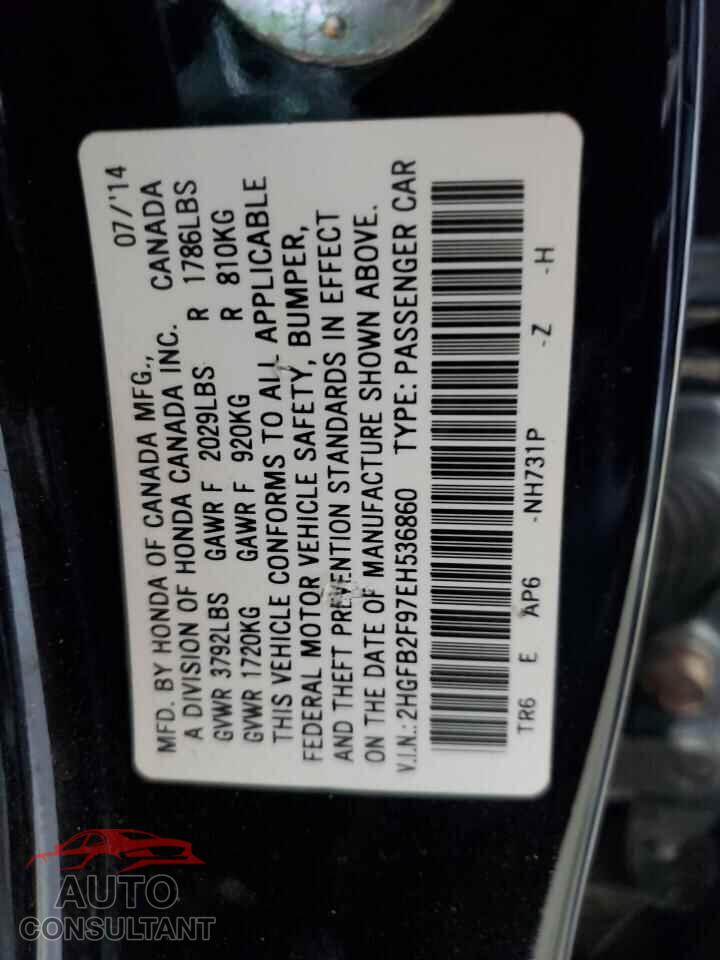 HONDA CIVIC 2014 - 2HGFB2F97EH536860
