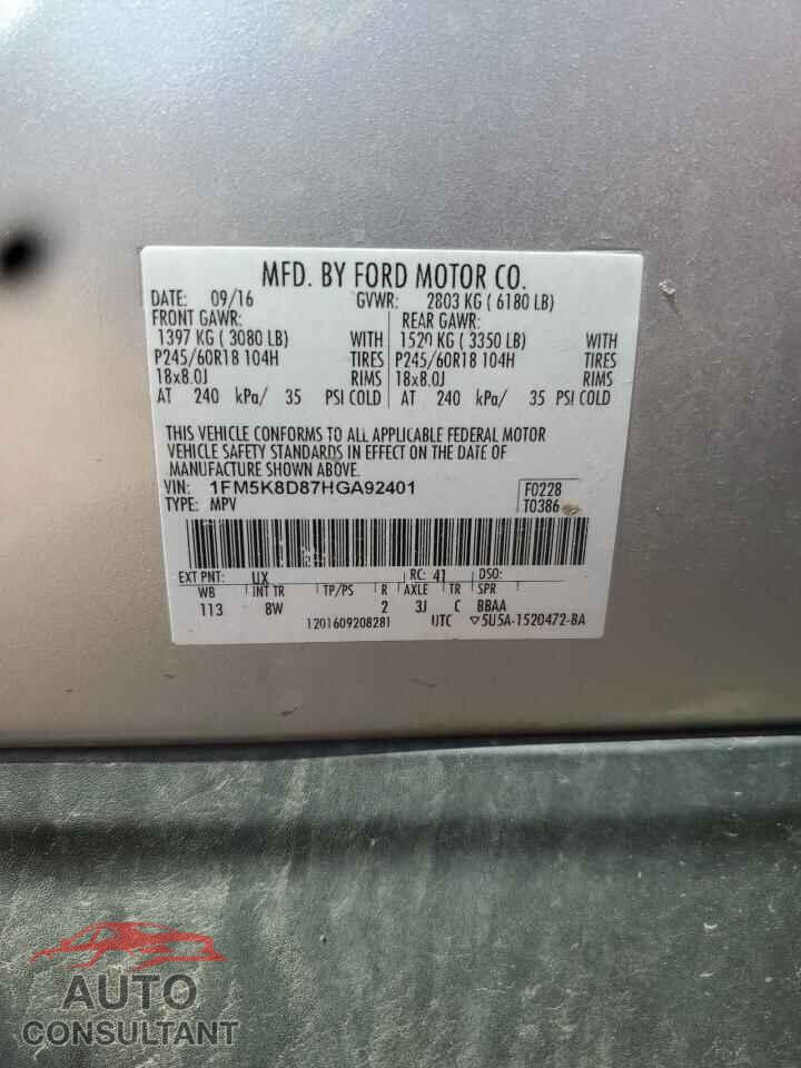 FORD EXPLORER 2017 - 1FM5K8D87HGA92401