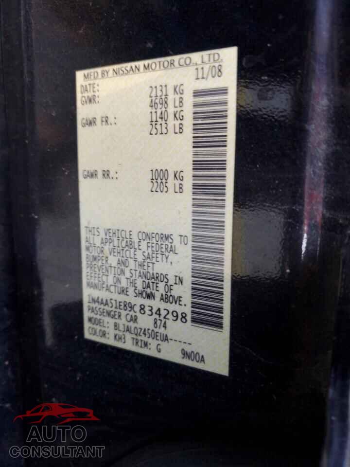 NISSAN MAXIMA 2009 - 1N4AA51E89C834298