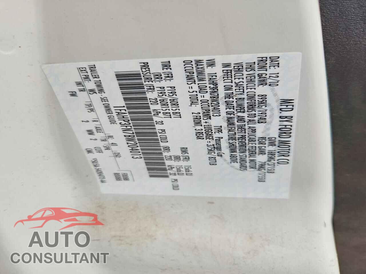 FORD FOCUS 2011 - 1FAHP3FN7BW204013