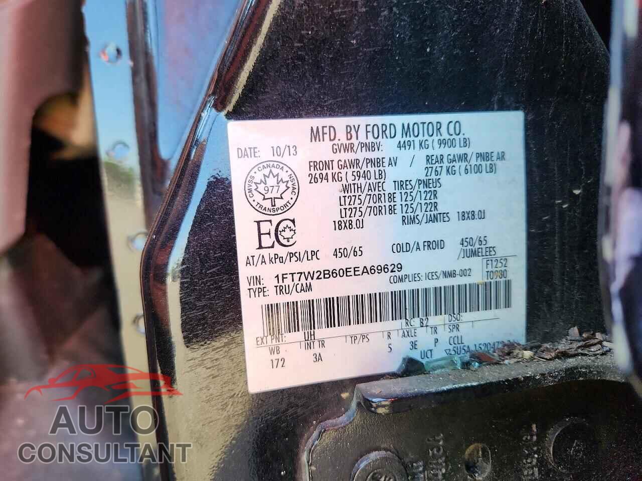 FORD SUPER DUTY 2014 - 1FT7W2B60EEA69629