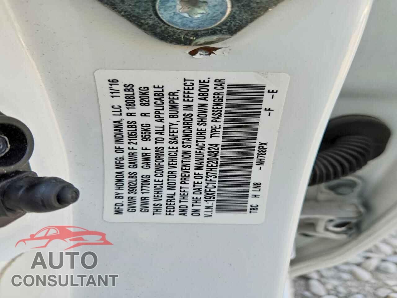 HONDA CIVIC 2017 - 19XFC1F37HE204824