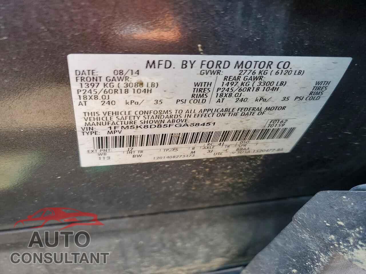 FORD EXPLORER 2015 - 1FM5K8D85FGA68451